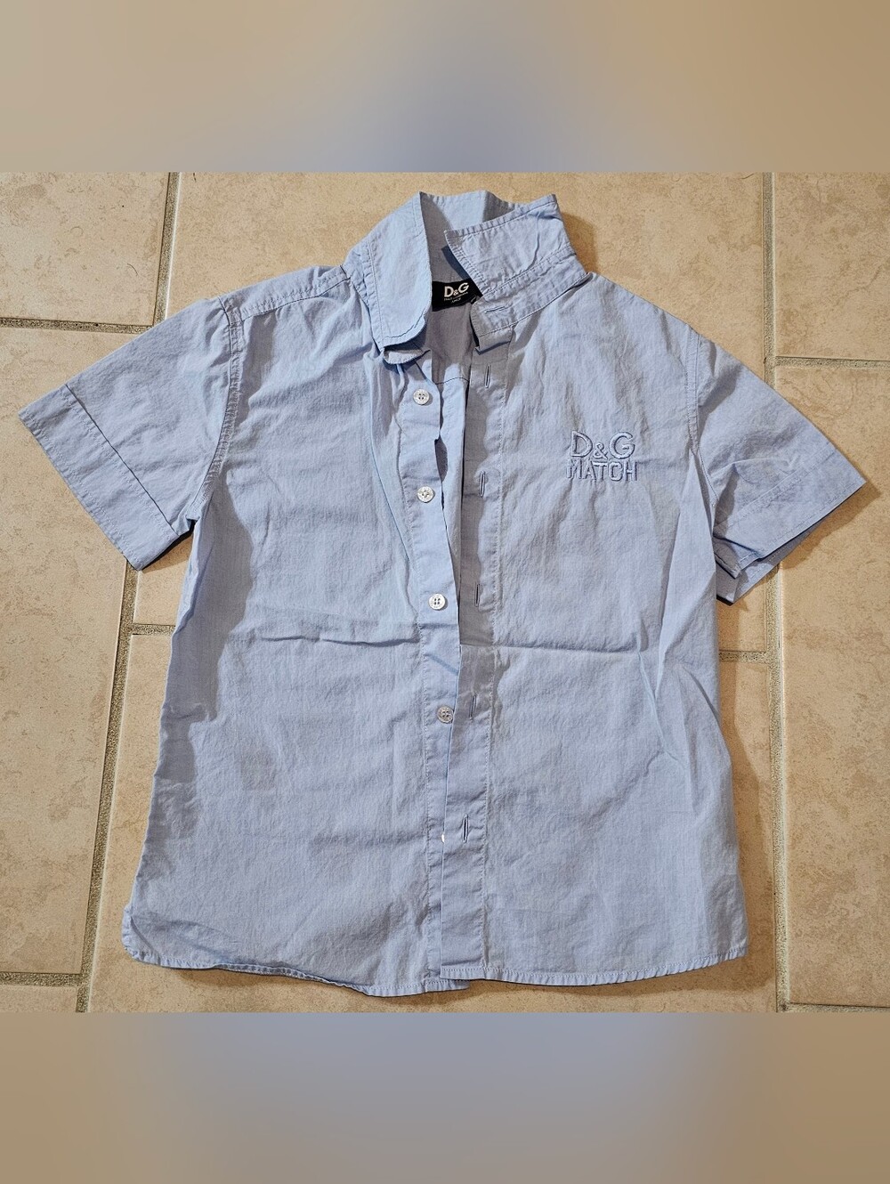 Dolce & Gabbana Match Junior Boys Light Blue Cotton Short Sleeve Shirt 44-47 6y